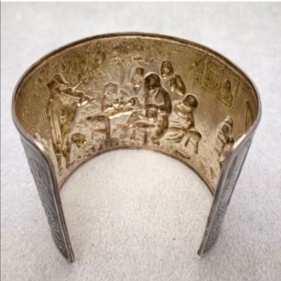 Hans Jensen Denmark Repousee silver plated  cuff - Picture 9 of 11